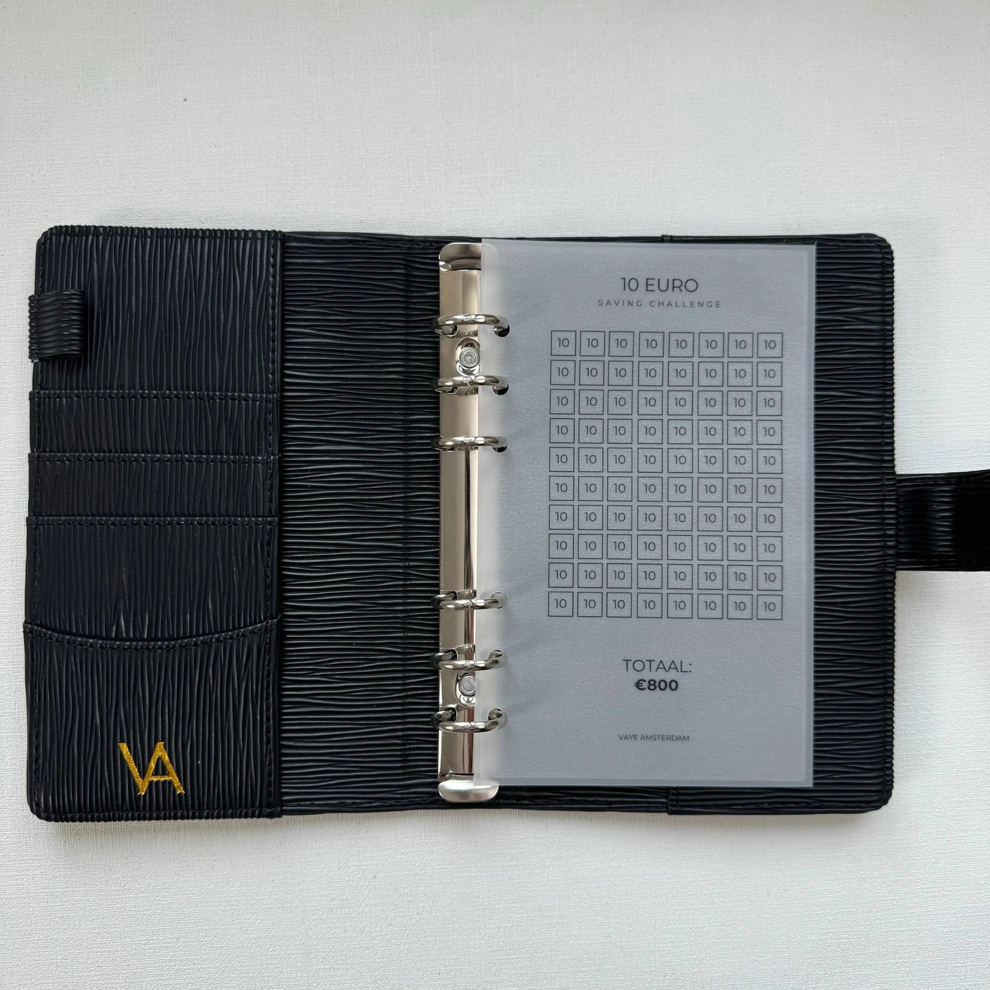 10 euro spaar challenge voor cashstuffing. Vellum, minimalistisch design