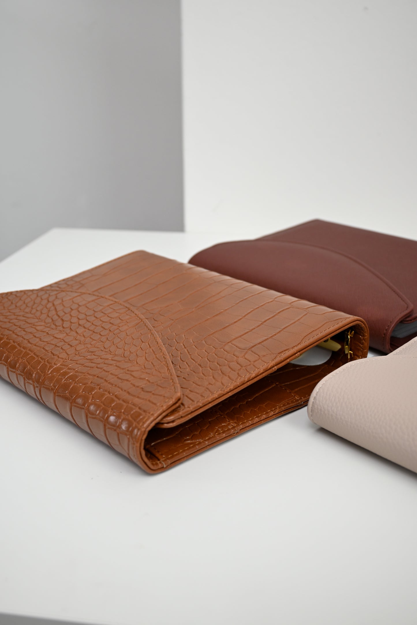 A5 binder Croc - Cognac