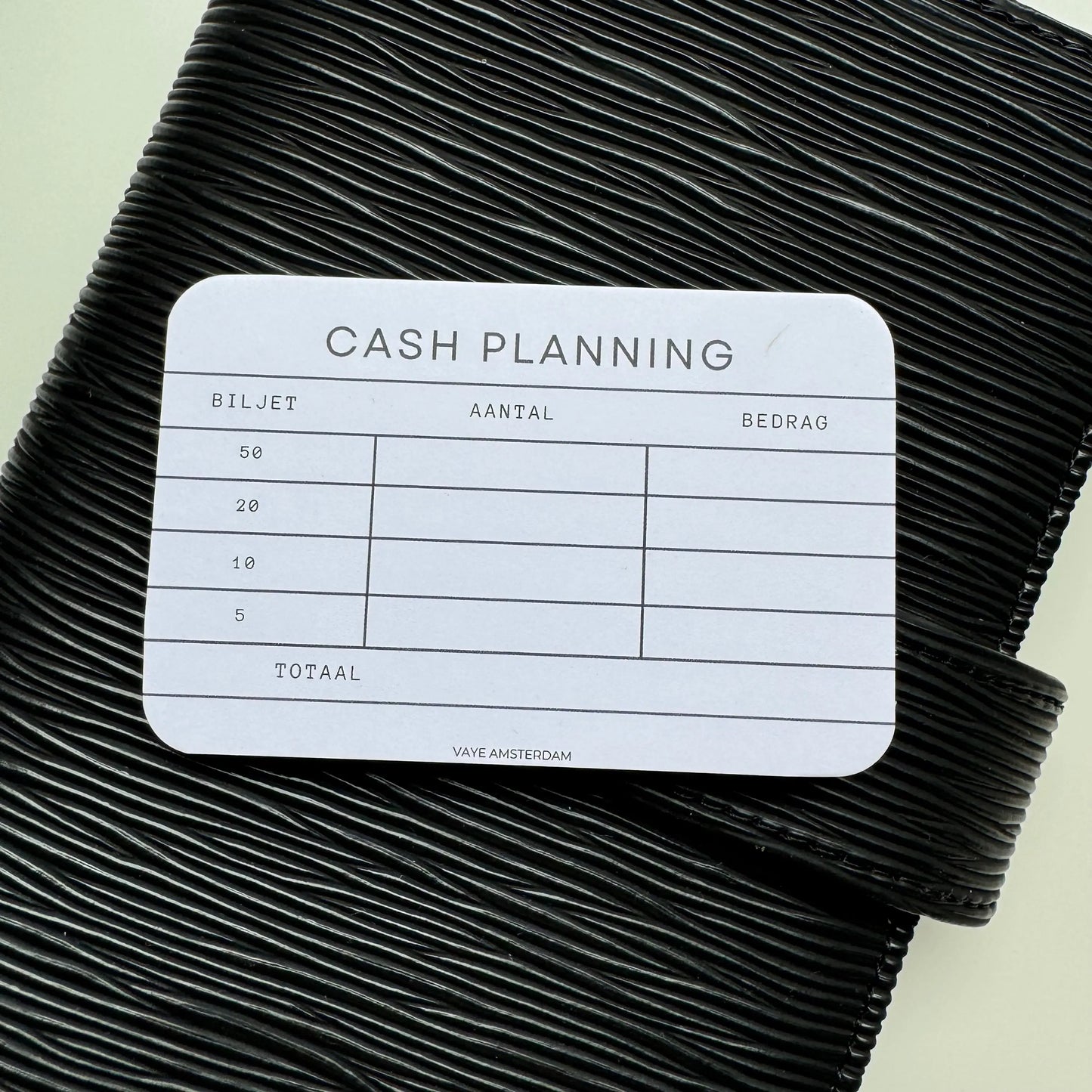 Cashplanning kaartjes Vaye Amsterdam