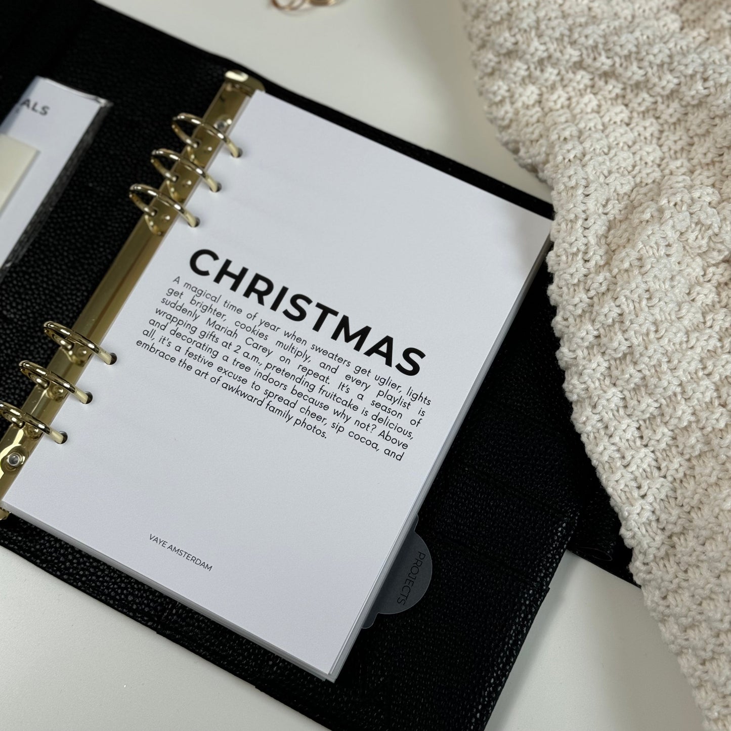 Kerst planner voorblad met een grappige definitie van kerst.