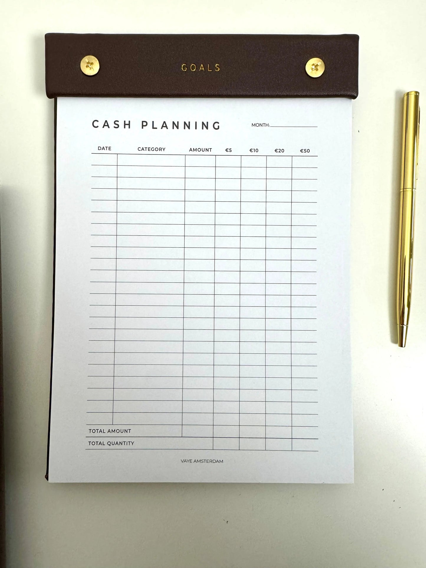 Cashplanning notepad - Vaye Amsterdam
