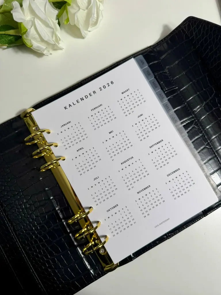 Kalender jaaroverzicht 2026 Vaye Amsterdam