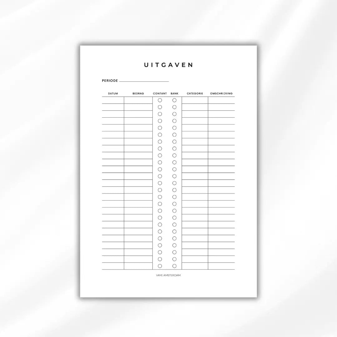 Uitgaven planner - Digital download Vaye Amsterdam