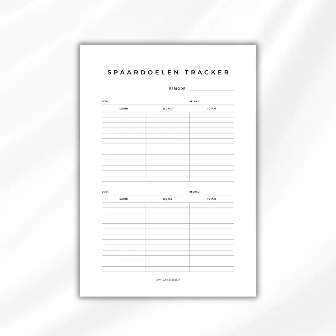 Spaardoelen planner - Digital download Vaye Amsterdam