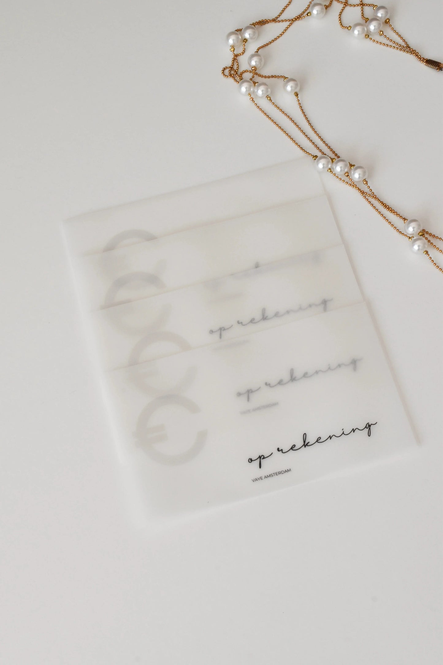 Placeholders voor cashstuffing van vellum. Het bedrag kan op de placeholder worden geschreven.