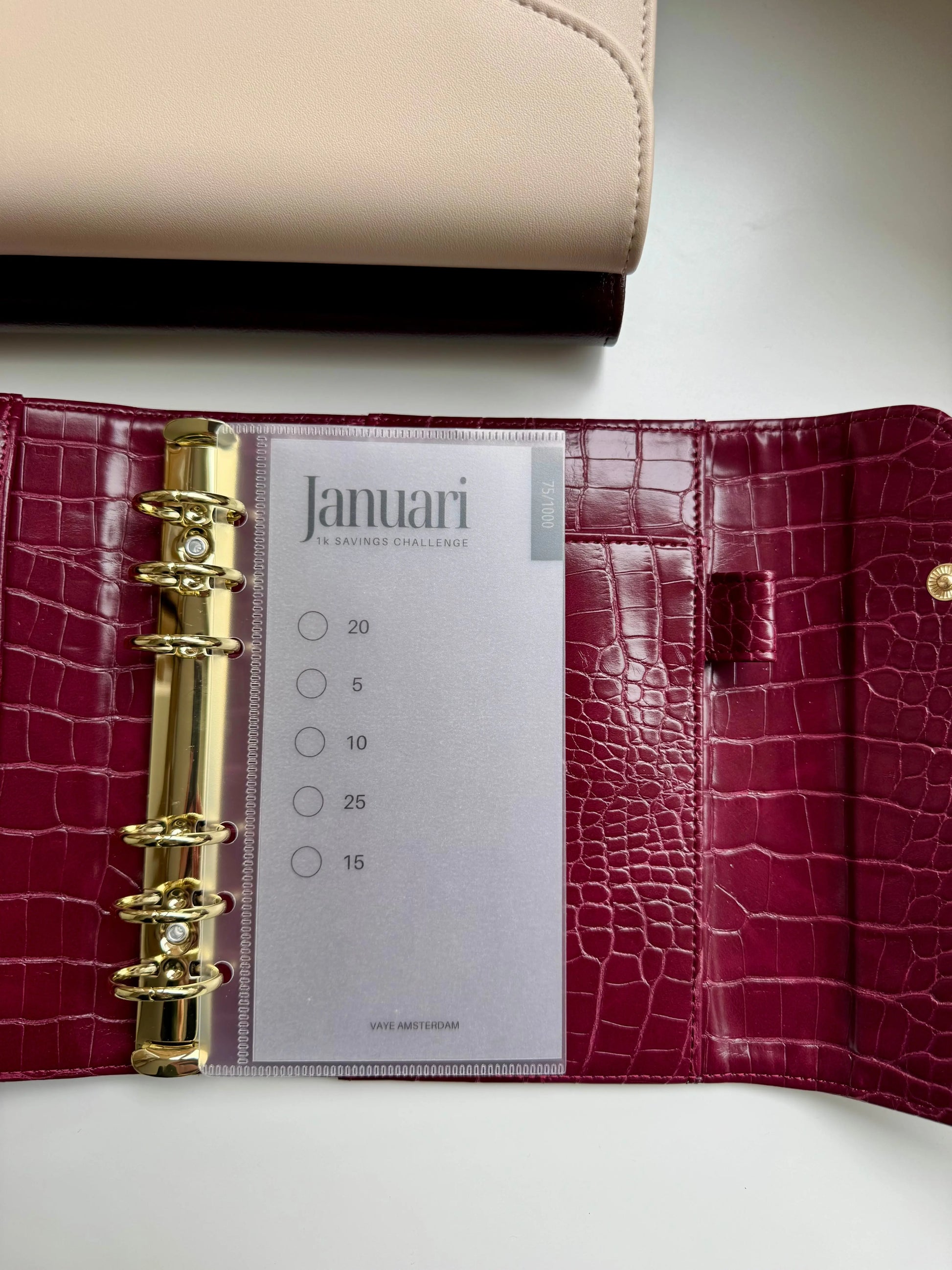 A6 binder essential  - Burgundy croc - Vaye Amsterdam