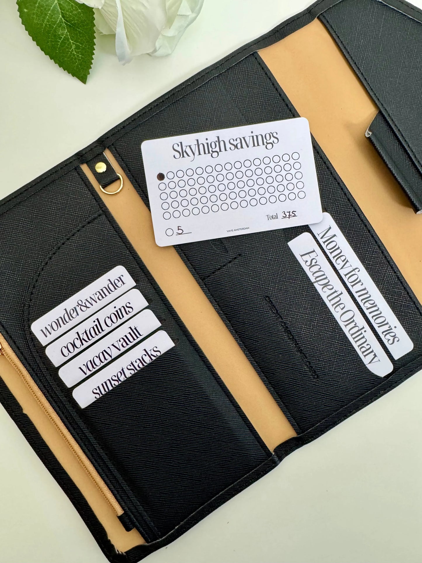 Travel wallet met vakantie spaar challenge - Vaye Amsterdam