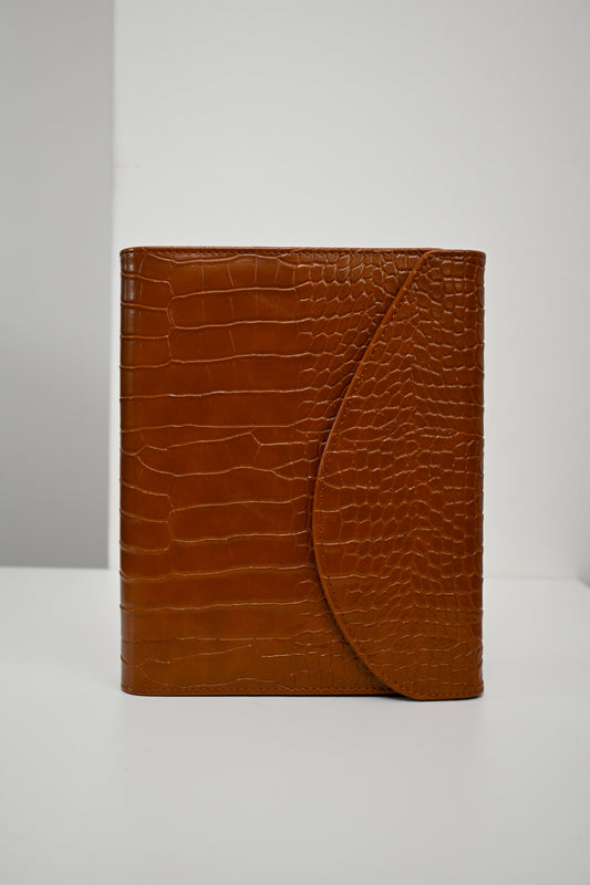 A5 binder Croc - Cognac